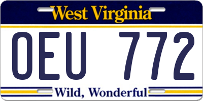 WV license plate OEU772