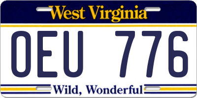 WV license plate OEU776