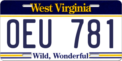 WV license plate OEU781