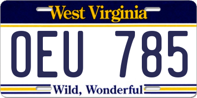 WV license plate OEU785