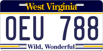 WV license plate OEU788