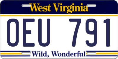 WV license plate OEU791