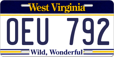 WV license plate OEU792