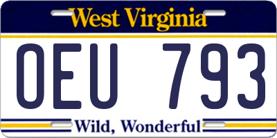 WV license plate OEU793