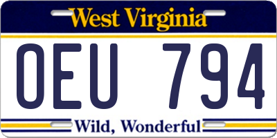 WV license plate OEU794