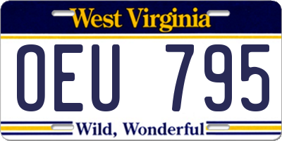 WV license plate OEU795