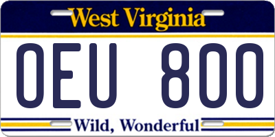 WV license plate OEU800