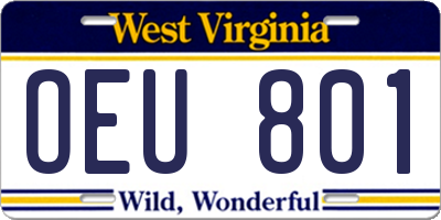 WV license plate OEU801