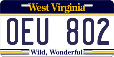 WV license plate OEU802