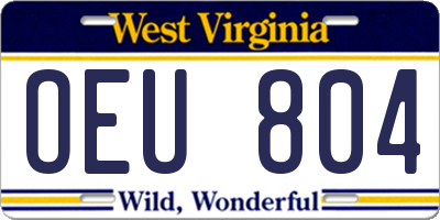 WV license plate OEU804