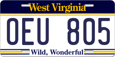 WV license plate OEU805