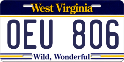 WV license plate OEU806