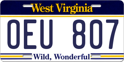 WV license plate OEU807