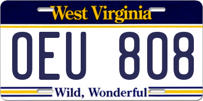WV license plate OEU808