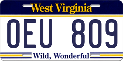 WV license plate OEU809