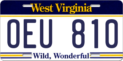 WV license plate OEU810