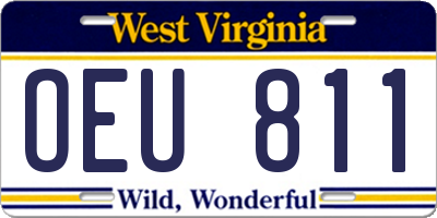 WV license plate OEU811