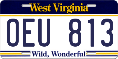 WV license plate OEU813