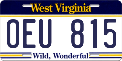 WV license plate OEU815