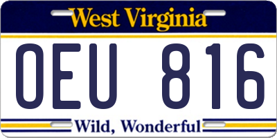 WV license plate OEU816