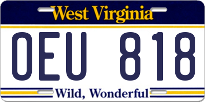 WV license plate OEU818