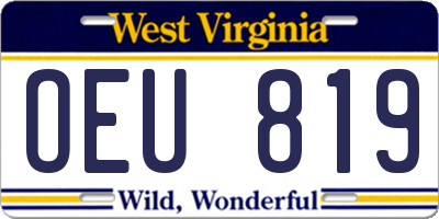 WV license plate OEU819