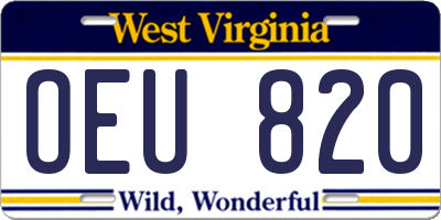 WV license plate OEU820