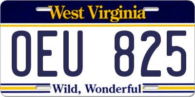 WV license plate OEU825