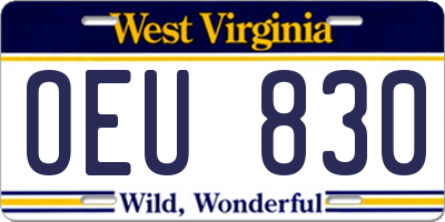 WV license plate OEU830