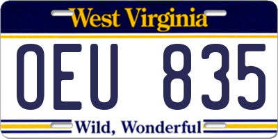 WV license plate OEU835