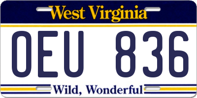 WV license plate OEU836