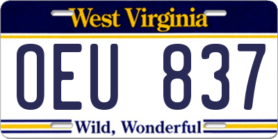 WV license plate OEU837