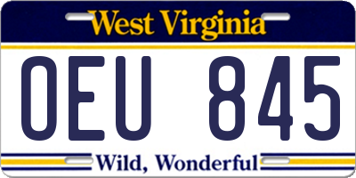 WV license plate OEU845