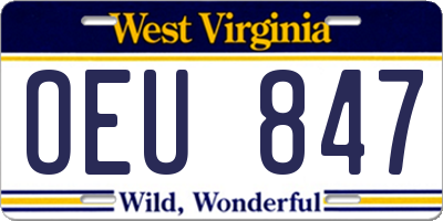 WV license plate OEU847