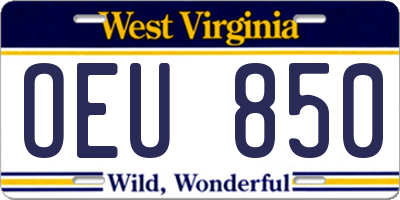 WV license plate OEU850