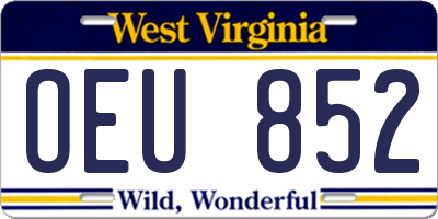 WV license plate OEU852