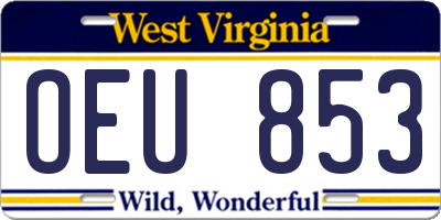 WV license plate OEU853