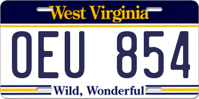 WV license plate OEU854