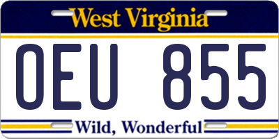 WV license plate OEU855