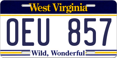 WV license plate OEU857