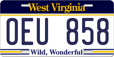 WV license plate OEU858