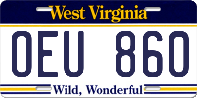 WV license plate OEU860
