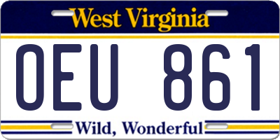 WV license plate OEU861