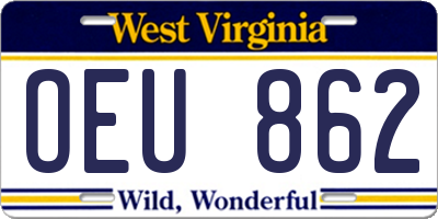 WV license plate OEU862