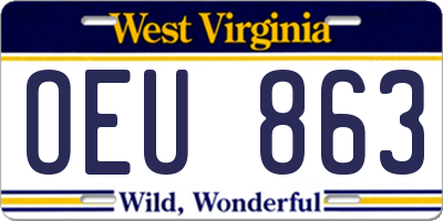 WV license plate OEU863