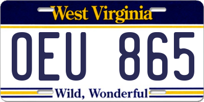 WV license plate OEU865