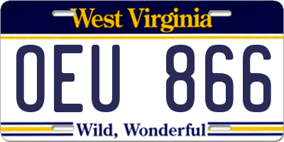 WV license plate OEU866