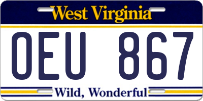 WV license plate OEU867