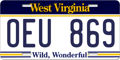 WV license plate OEU869