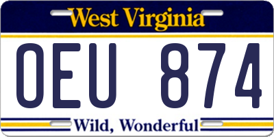 WV license plate OEU874
